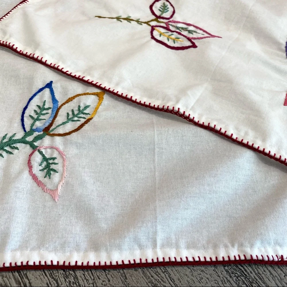 LAST CHANCE SALE! SET OF 2 Flowers Hand Embroidered Small Tablecloths